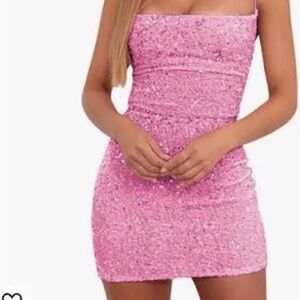 THIRTY/THIRTY LA: PINK SEQUIN MINIDRESS SIZE L